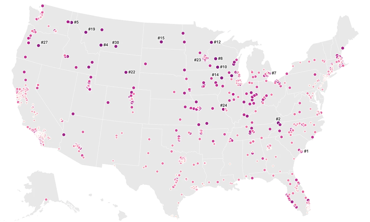 Whitest Cities in America